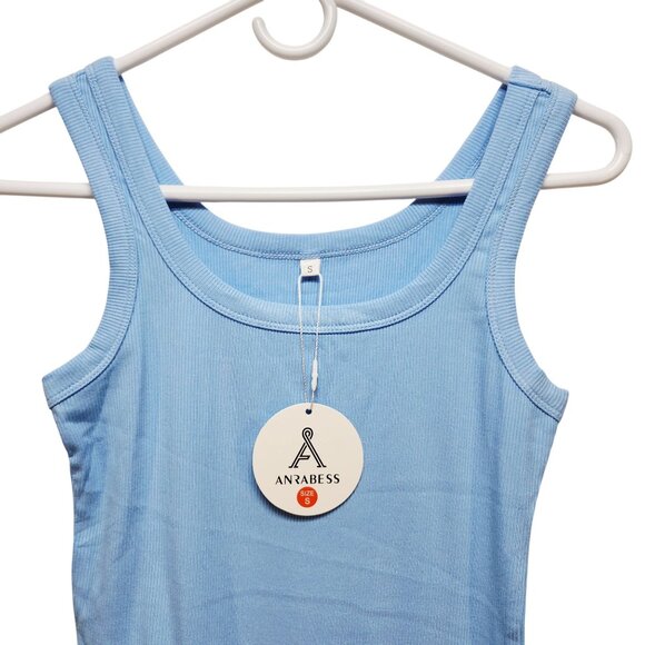 Blue Ribbed Tank Top Anrabess Size S Womens - Picture 4 of 8